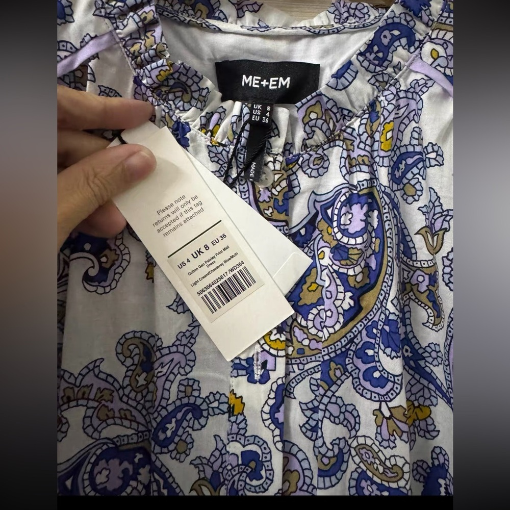ME+EM Cotton Paisley Print Midi Dress,US4 - Picture 14 of 16